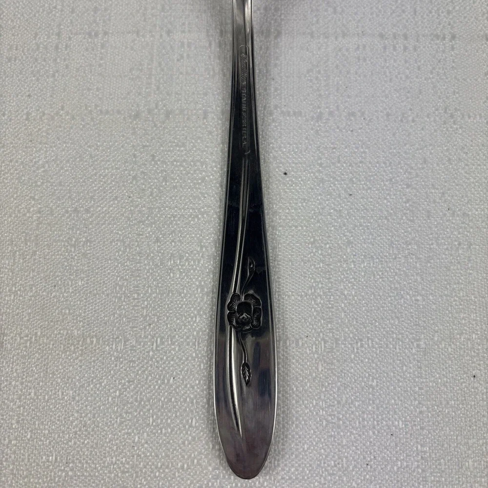 Sears Roebuck Provincial Rose Pierced Slotted Serving Spoon 8‎ 3/8